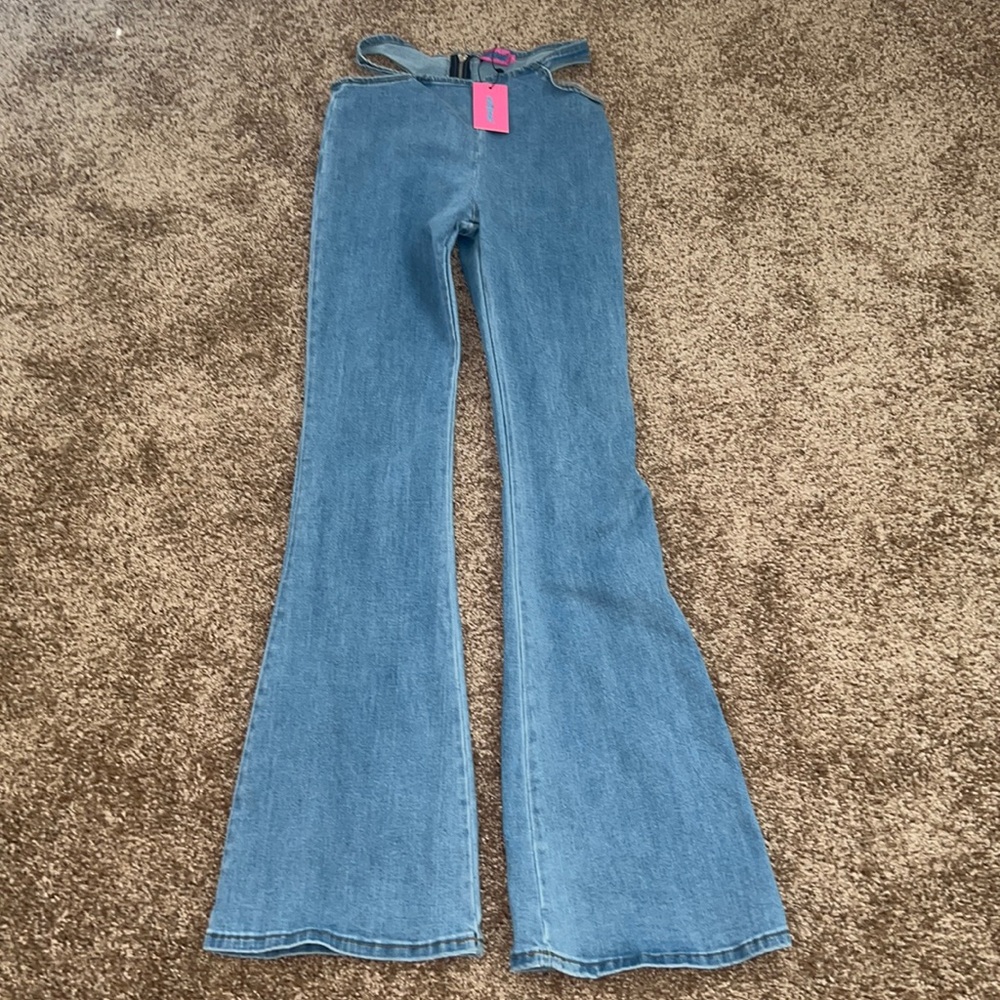 Edikted Cut Out Flare Jeans